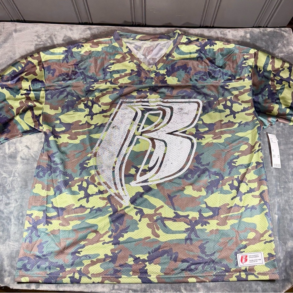 Ruff Ryders Football Jersey Mesh Tee Men’s Size XL - Camo (Green, Brown) NEW